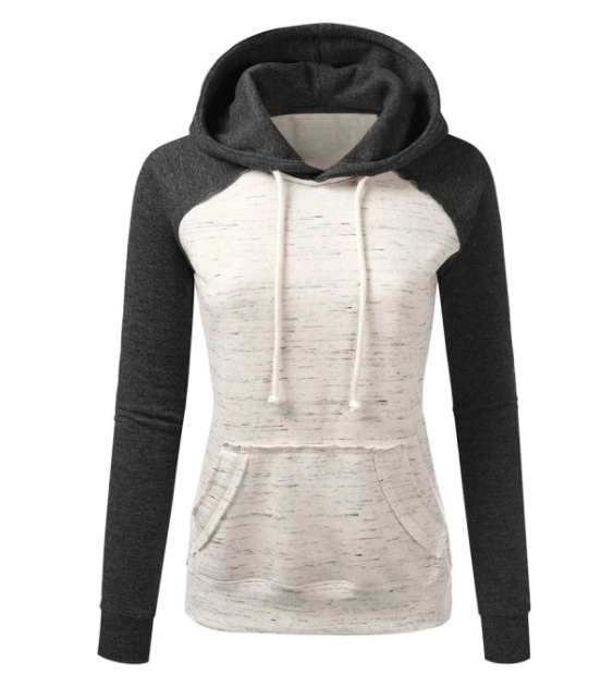 Casual Color Block Fleece Hoodie