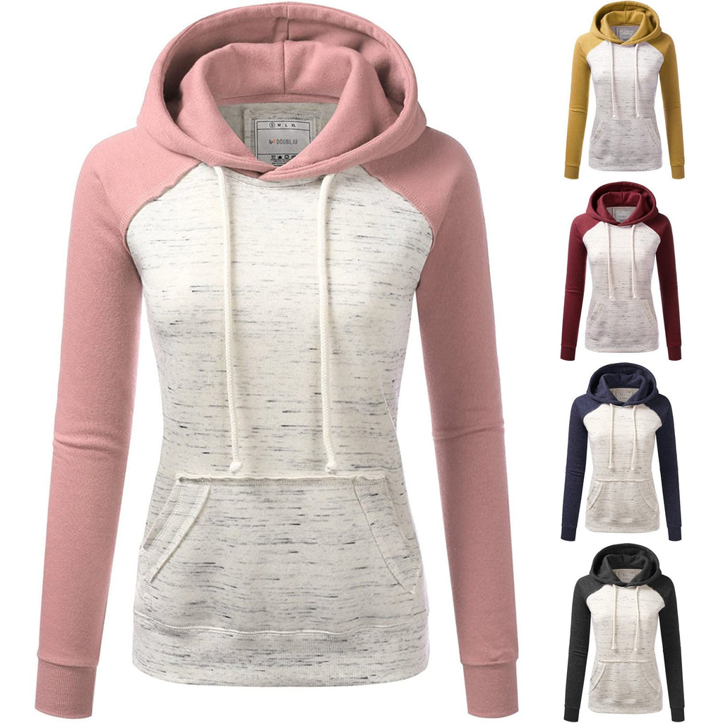 Casual Color Block Fleece Hoodie