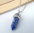 Crystal Hexagonal Pendant Necklace with Natural Stones