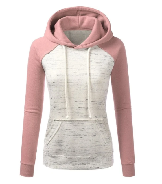 Casual Color Block Fleece Hoodie