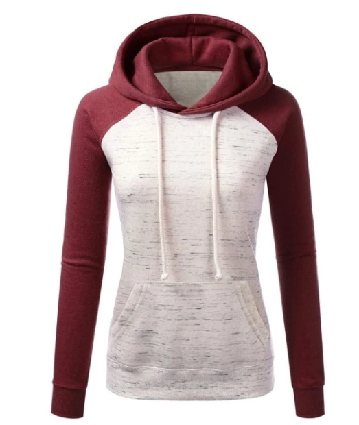 Casual Color Block Fleece Hoodie