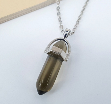 Crystal Hexagonal Pendant Necklace with Natural Stones