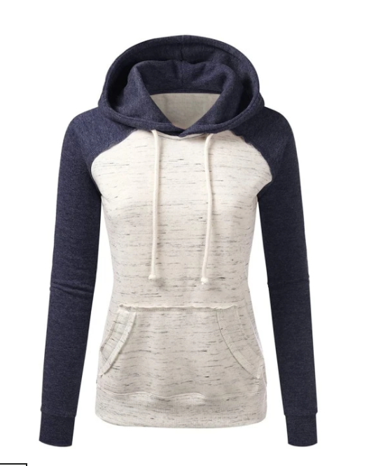Casual Color Block Fleece Hoodie